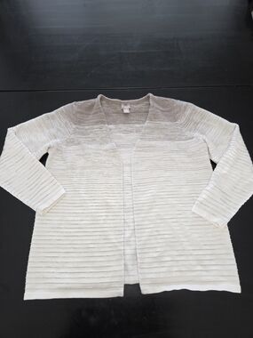 Chico's Neutral Ombre Ribbed Open-Front Cardigan Sweater